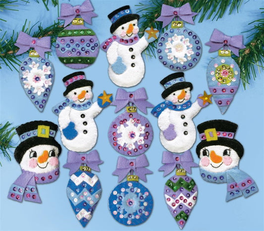Frosty Fun Christmas Decorations Felt Applique Kit by Design Works
