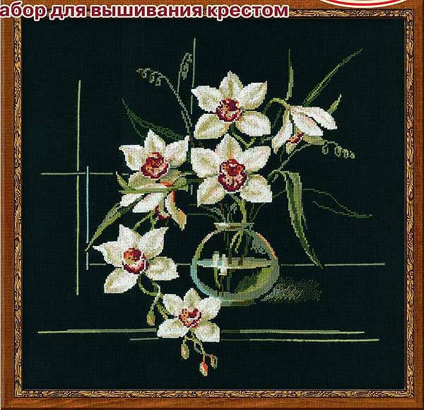 White Orchid Cross Stitch Kit By RIOLIS