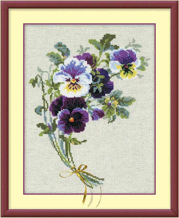 Bunch of Pansies Cross Stitch Kit By RIOLIS