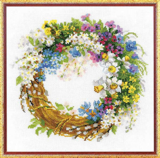 Wreath with Bird Cherry Cross Stitch Kit By RIOLIS