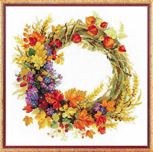 Wreath with Wheat Cross Stitch Kit By RIOLIS