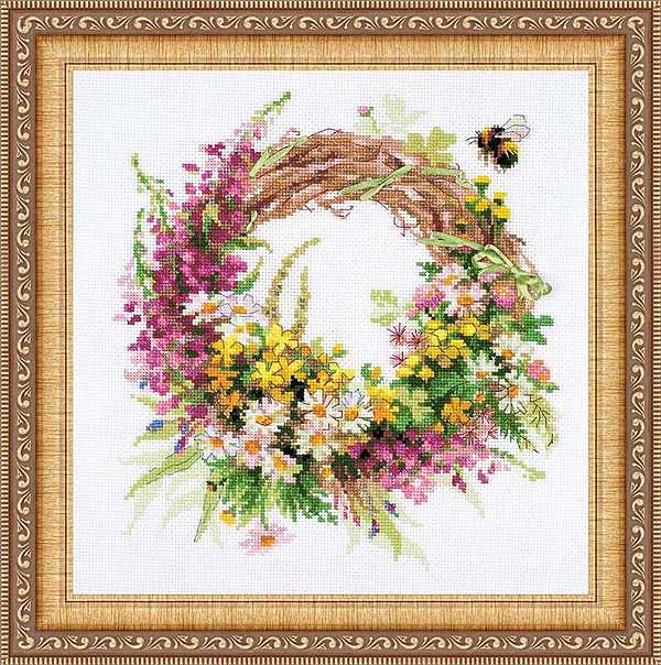 Wreath with Fireweed Cross Stitch Kit By RIOLIS