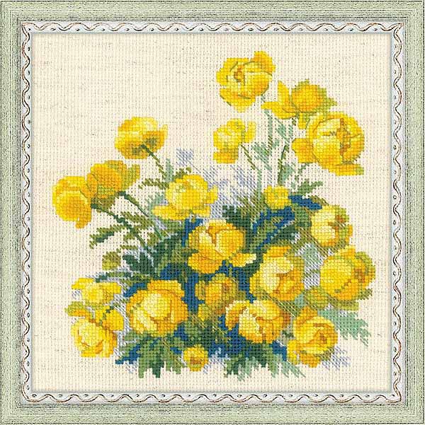 Globe Flower Cross Stitch Kit By RIOLIS