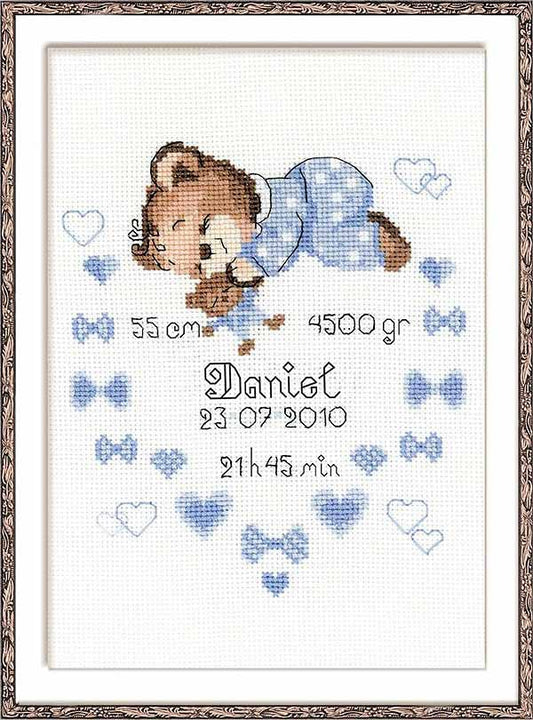 Boy Birth Sampler Cross Stitch Kit By RIOLIS