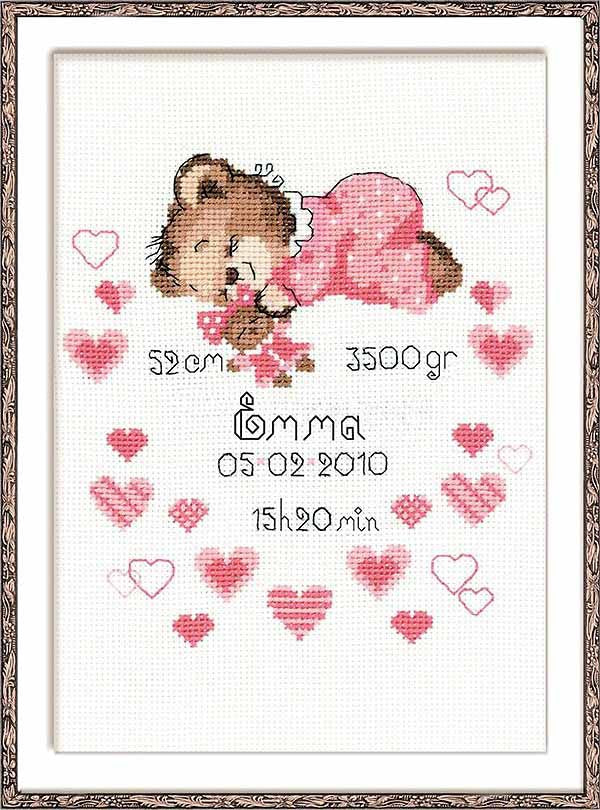 Girl Birth Sampler Cross Stitch Kit By RIOLIS