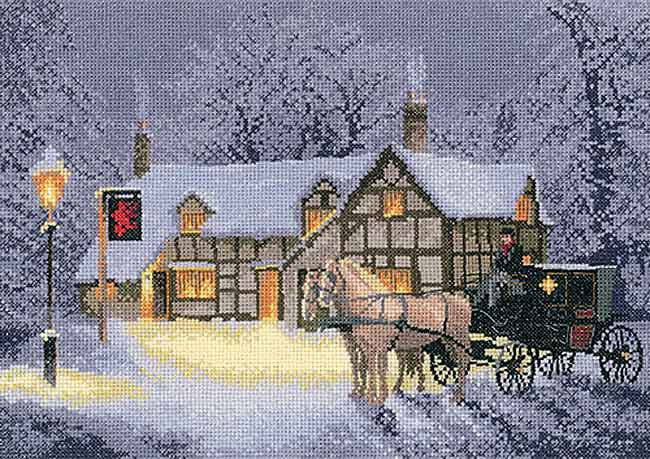 Christmas Inn Cross Stitch Kit by Heritage Crafts