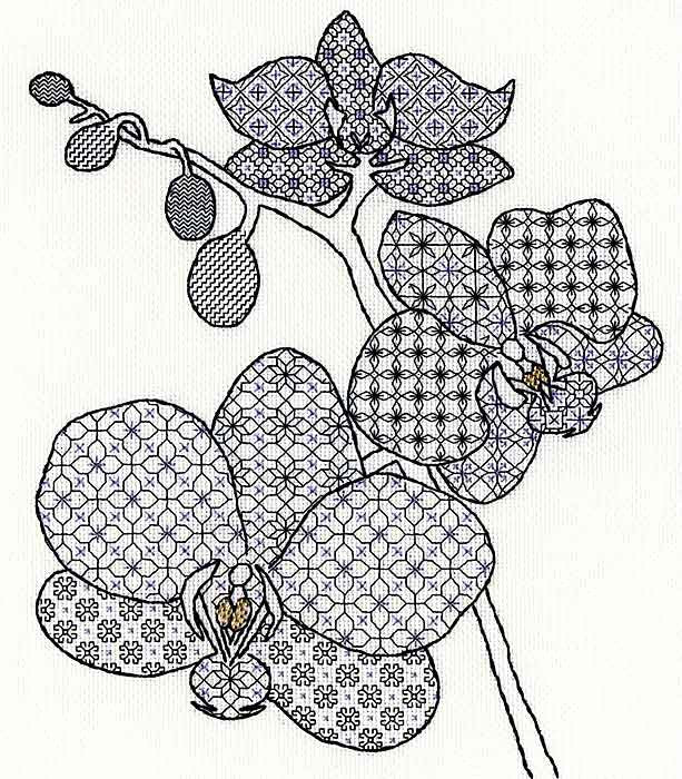 Orchid Blackwork Kit By Bothy Threads