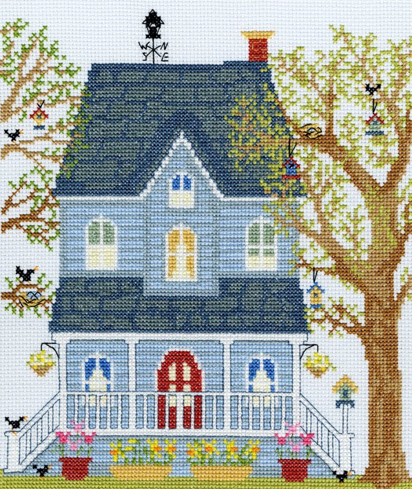 New England Homes Spring Cross Stitch Kit By Bothy Threads