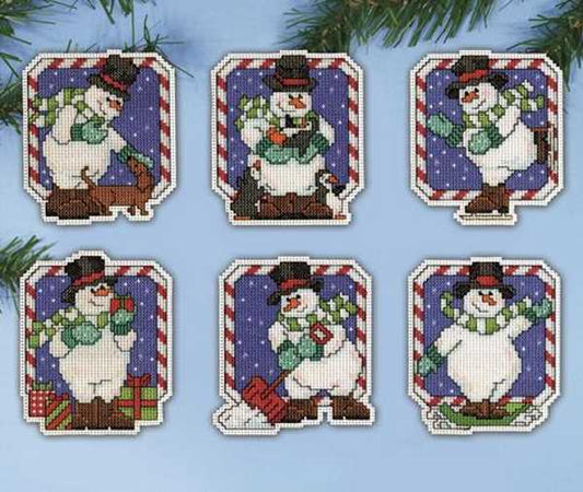 Candy Cane Snowmen Ornaments Cross Stitch Kit by Design Works