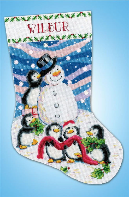 Dressing Frosty Christmas Stocking Cross Stitch Kit by Design Works