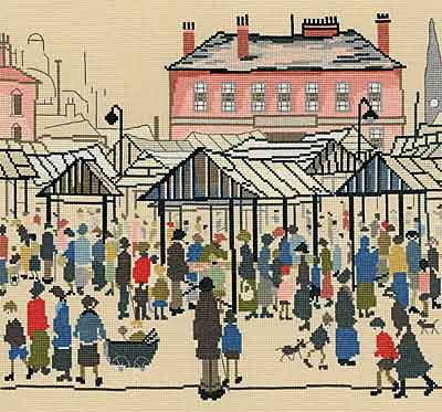Market Scene Lowry Cross Stitch Kit By Bothy Threads