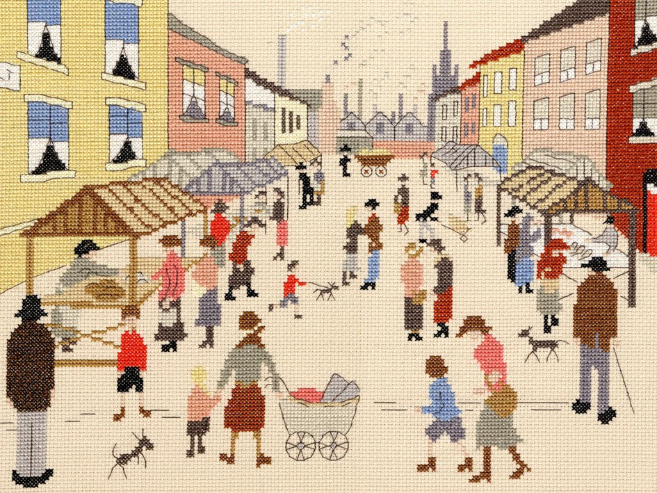 Friday Market Lowry Cross Stitch Kit By Bothy Threads