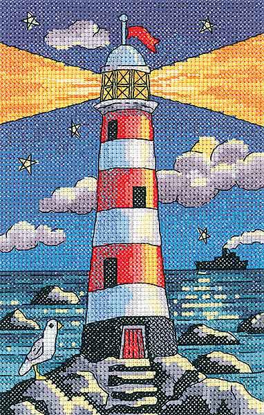 Lighthouse by Night Cross Stitch Kit by Heritage Crafts