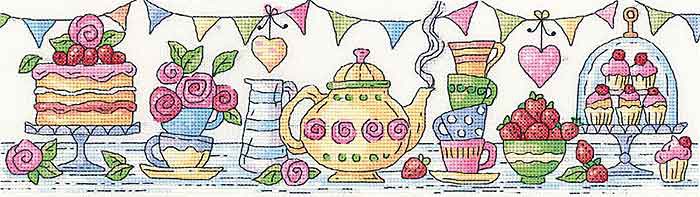 Afternoon Tea Cross Stitch Kit by Heritage Crafts