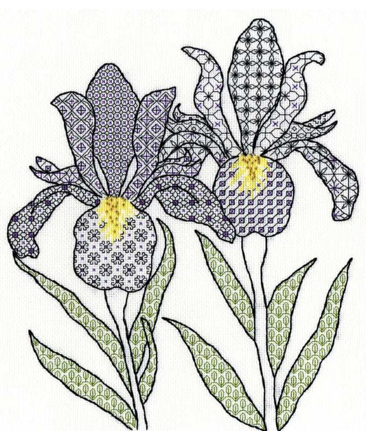 Irises Blackwork Kit By Bothy Threads
