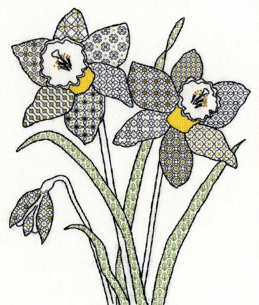 Daffodils Blackwork Kit By Bothy Threads