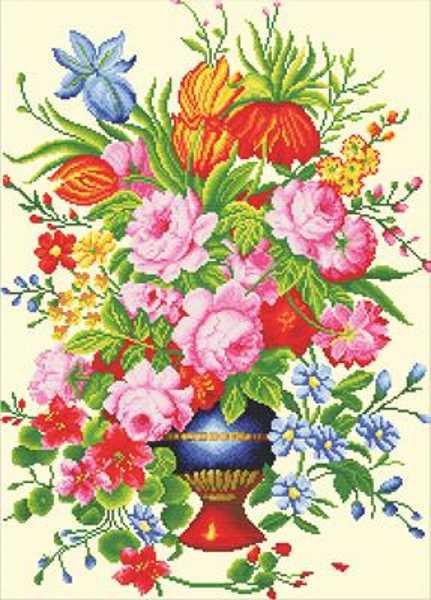 Elegant Floral Arrangement Printed Cross Stitch Kit by Needleart World