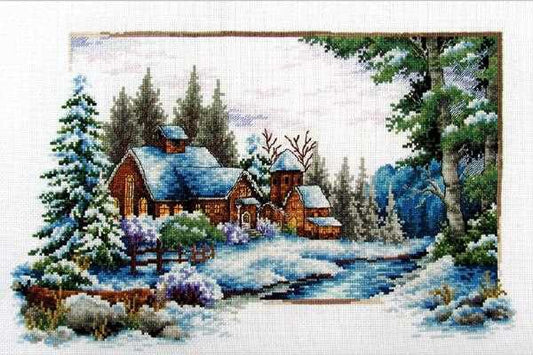 Winter Snow Printed Cross Stitch Kit by Needleart World