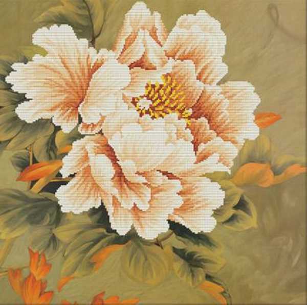 Blooming Peony Printed Cross Stitch Kit by Needleart World