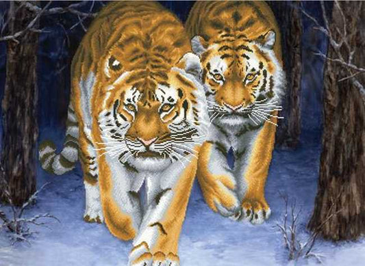 Stalking Tigers Printed Cross Stitch Kit by Needleart World