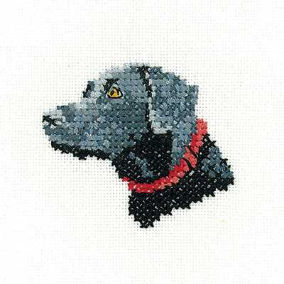 Black Labrador Cross Stitch Kit by Heritage Crafts