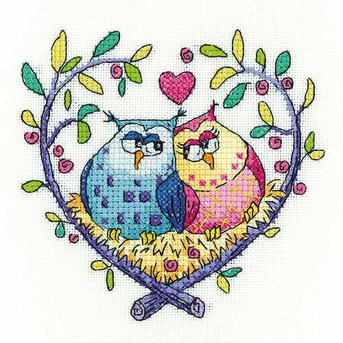 Love Owls Cross Stitch Kit by Heritage Crafts