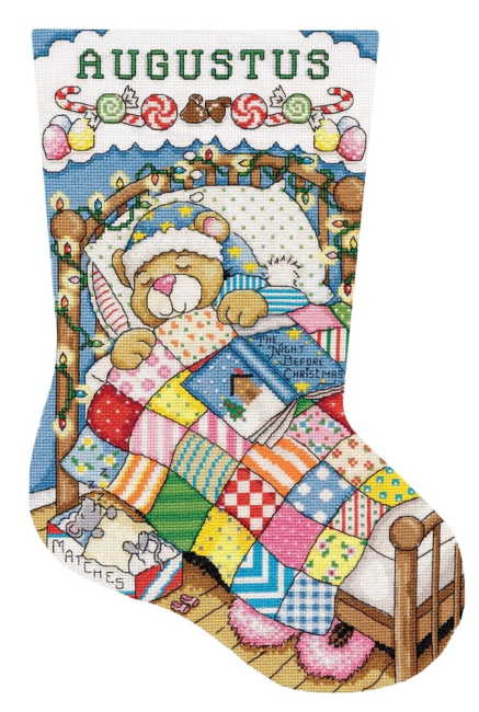 Sleepy Bear Christmas Stocking Cross Stitch Kit by Design Works