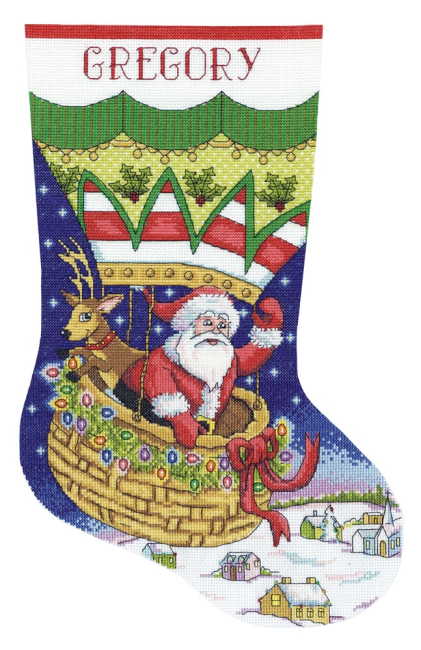 Balloon Ride Christmas Stocking Cross Stitch Kit by Design Works