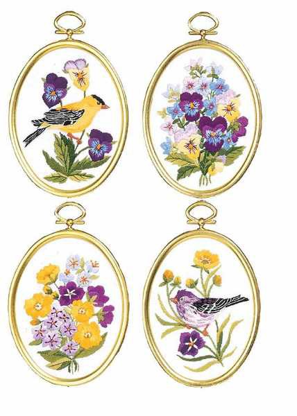 Wildflowers and Finches Embroidery Kit by Janlynn