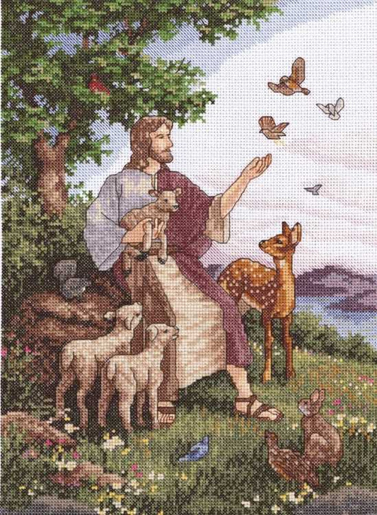 Jesus with Animals Cross Stitch Kit by Janlynn