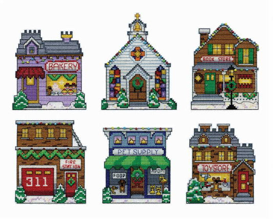 Winter Village Christmas Ornaments Cross Stitch Kit by Design Works