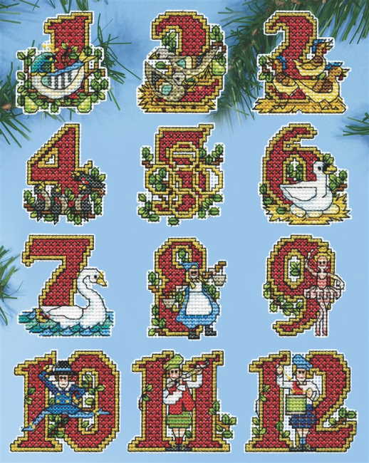 Twelve Days Christmas Tree Ornaments Cross Stitch Kit by Design Works