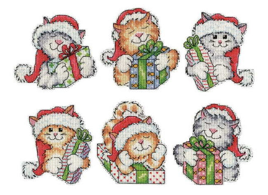 Gifted Cats Christmas Ornaments Cross Stitch Kit by Design Works