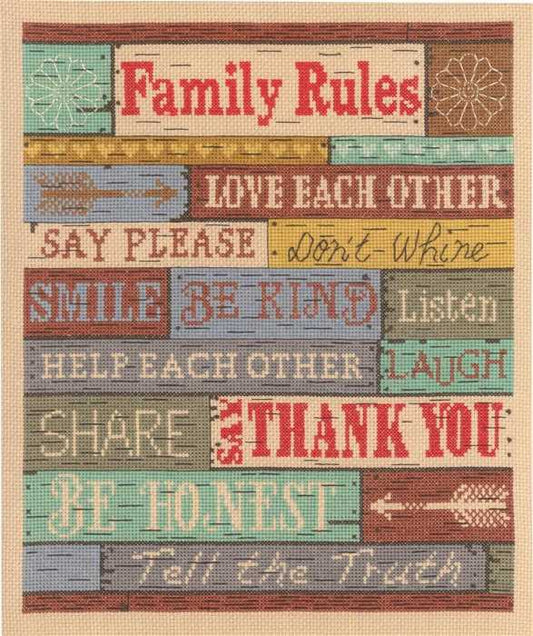 Family Rules Sampler Cross Stitch Kit by Janlynn