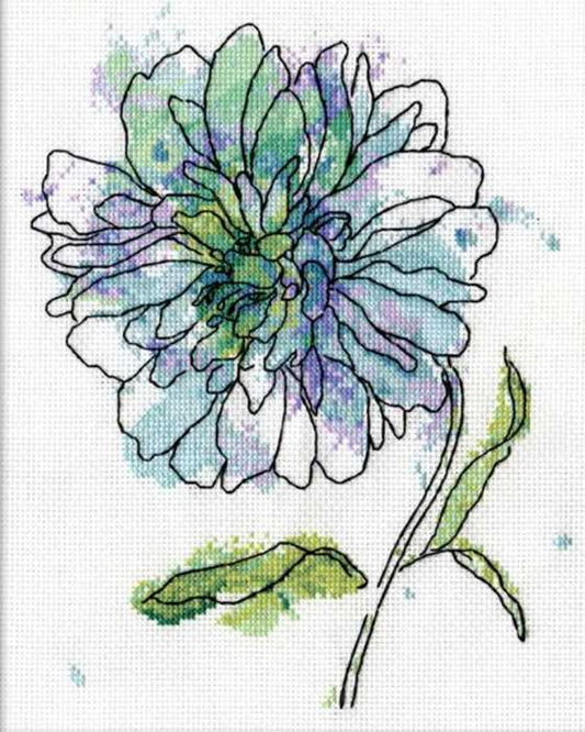 Blue Floral Cross Stitch Kit by Design Works