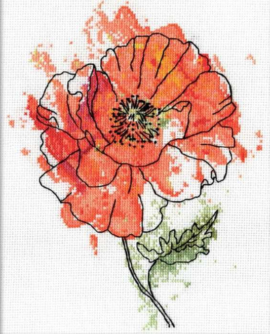 Peach Floral Cross Stitch Kit by Design Works