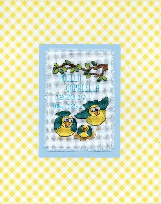 Bird Family Birth Sampler Cross Stitch Kit by Design Works