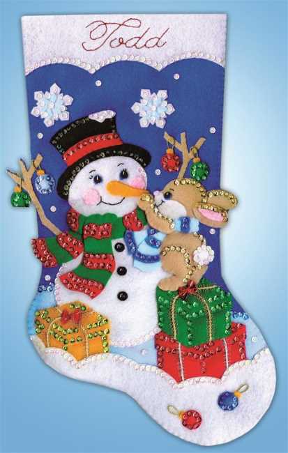 Busy Bunny Christmas Stocking Felt Applique Kit by Design Works