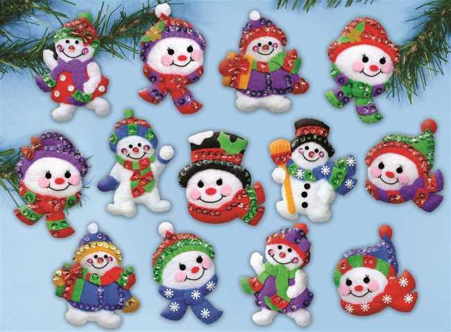 Jolly Snowmen Christmas Felt Applique Kit by Design Works