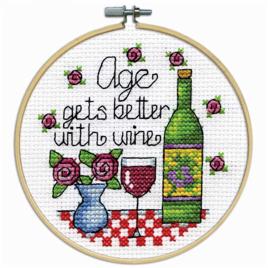 Wine with Hoop Cross Stitch Kit by Design Works