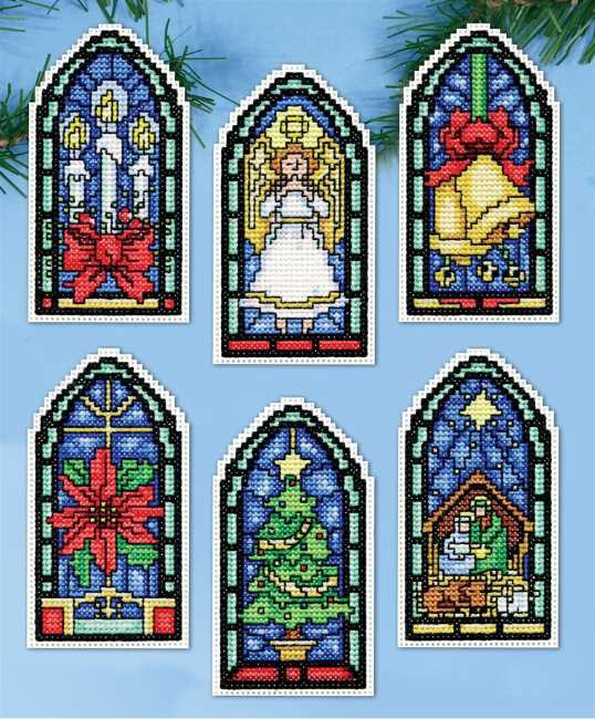Stained Glass Ornaments Cross Stitch Kit by Design Works