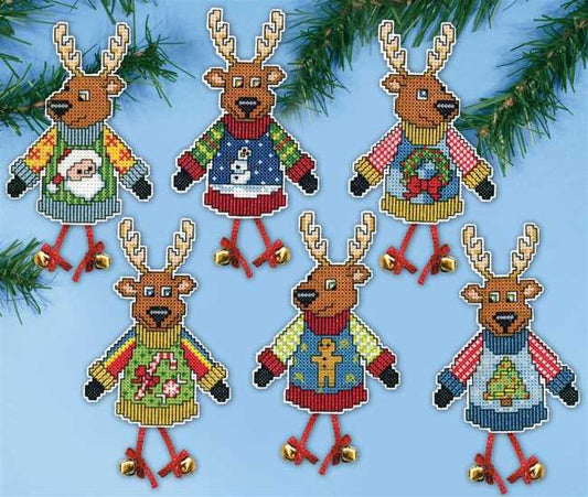 Christmas Jumper Deer Ornaments Cross Stitch Kit by Design Works