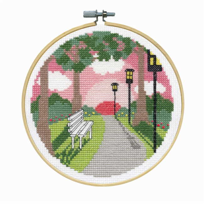 Park Sunset with Hoop Cross Stitch Kit by Design Works