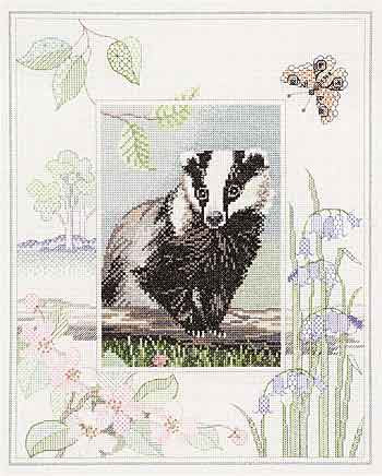 Badger Cross Stitch Kit by Derwentwater Designs