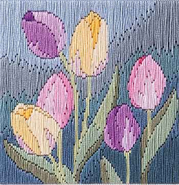 Tulips Long Stitch Kit by Derwentwater Designs