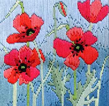 Wild Poppies Long Stitch Kit by Derwentwater Designs