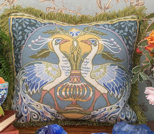 White Peacocks Tapestry Needlepoint Kit by Glorafilia