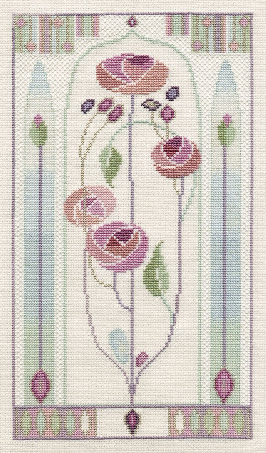 Oriental Rose Cross Stitch Kit by Derwentwater Designs