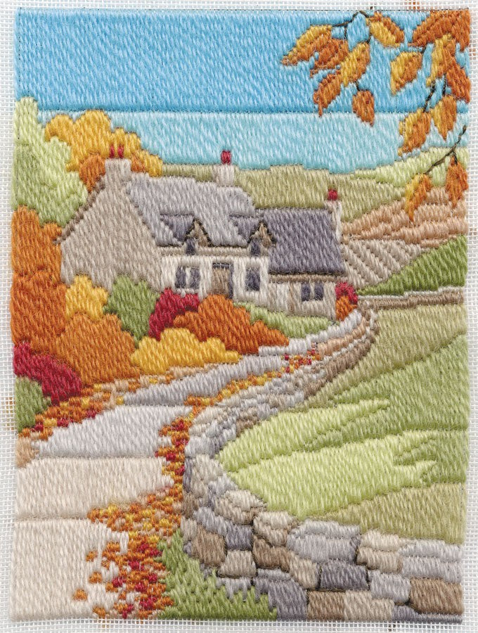 Autumn Cottage Long Stitch Kit by Derwentwater Designs