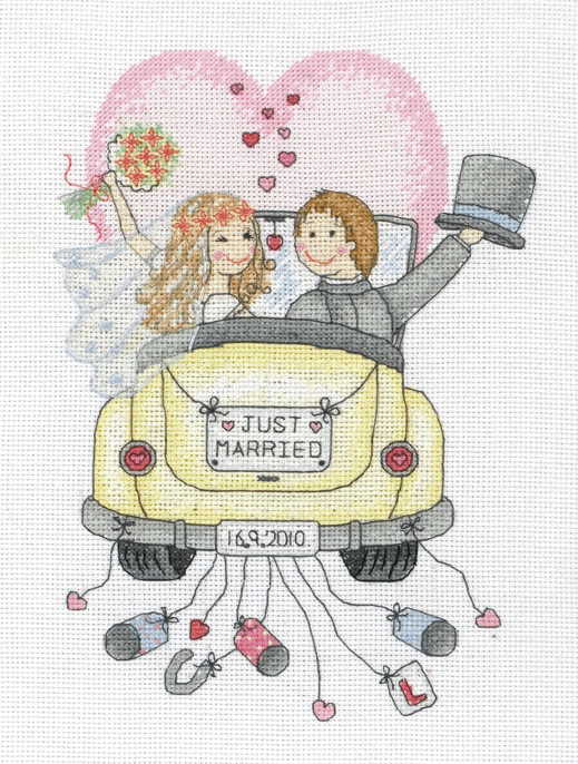 Just Married Wedding Sampler Cross Stitch Kit By Anchor